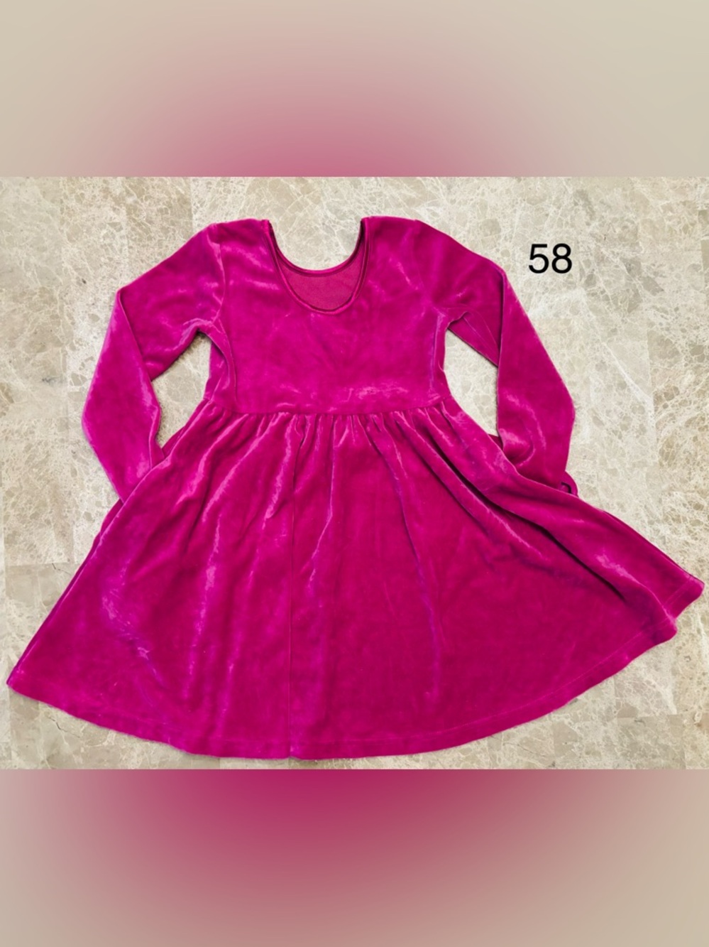 Hanna Andersson Girls' Long-Sleeve Velvet Dress in Bright Fuchsia